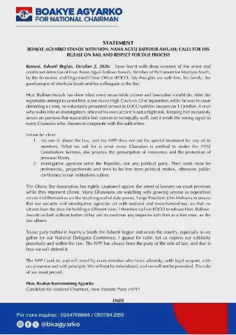 Boakye Agyarko calls for Baffour-Awuah’s release