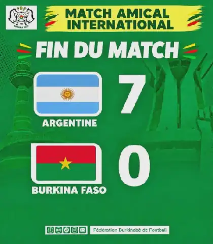 Match amical international : Le Burkina Faso s'incline face à l'Argentine (7-0)