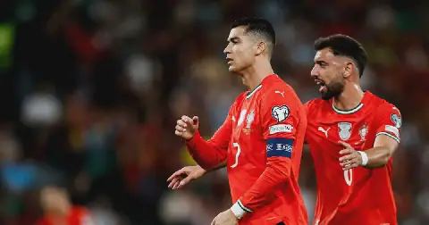 Cristiano Ronaldo and Bruno Fernandes during Portugal's 2026 Fifa World Cup European qualifying Group F match against Ireland in Lisbon on October 11 2025. Picture: Filipe Amorim/EPA/BackpagePix