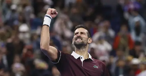 Novak Djokovic celebrates after winning his China Open quarterfinal against Germany's Alexander Zverev. Picture: Tingshu Wang/Reuters