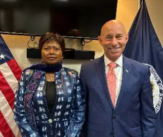 Mathilde Mukantabana (L), Rwanda’s Ambassador to the United States with Corey Garcia, U.S. Assistant Secretary of State for African Affairs (R).