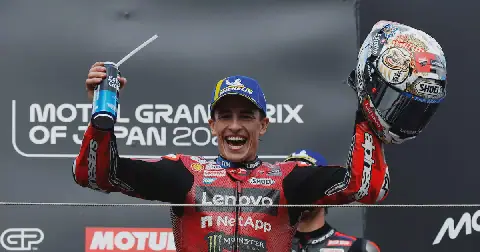 Ducati’s Marc Marquez won his fourth Japanese Grand Prix to complete a sprint-race double at the Motegi Circuit on Sunday. Picture: Reuters/Androniki Christodoulou