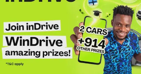 inDrive announces a ₦132 million driver reward campaign across Lagos and Abuja, featuring prizes including cars, school fee awards, smartphones, television sets and shopping vouchers