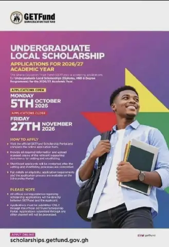Ghana's GETFund Opens Applications for 2026/2027 Local Tertiary Scholarships