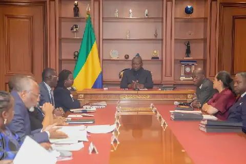 Brice Clotaire Oligui Nguema, président du Gabon, lors de la rencontre avec les acteurs du corps judiciaire.