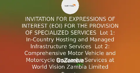 World Vision Zambia Seeks Specialized Services Providers