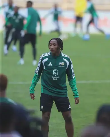 Bafana Bafana's Puso Dithejane during a soccer training session at the Orlando Amstel Arena