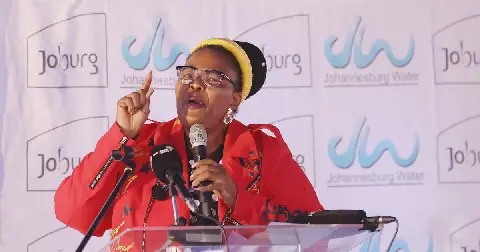 Water and Sanitation Minister Pemmy Majodina during the launch of the Brixton Tower. Photo: Veli Nhlapo