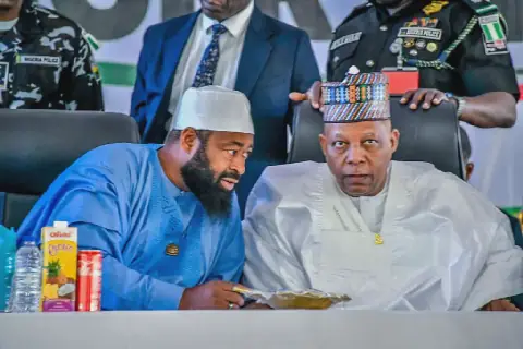 Governor Umar Bago of Niger (left) and Vice President Kashim Shettima.