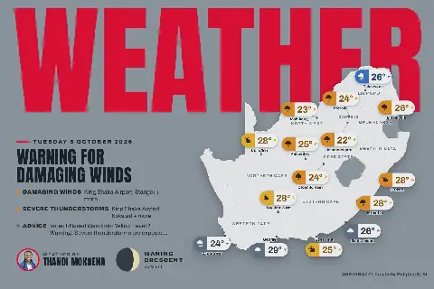 South Africa Weather Forecast for Tuesday, 6 October 2026