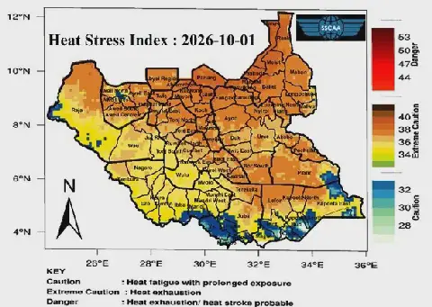 South Sudan Meteorological Service Warns of Extreme Heat Stress Conditions
