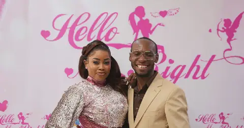 File image of Dr Ofweneke and Trisha Khalid at Hello Mr Right Season 5 premiere