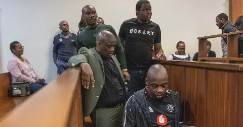 Lindokuhle Mkhwanazi, 30, Lindani Ndimande, 35, Siyanda Myeza, 21, Mziwethemba Gwabeni, 36, and Lindokuhle Ndimande, 29, are among the seven men on trial at the Durban high court for the murder of rapper Kiernan 'AKA' Forbes and Tebello 'Tibz' Motsoane. Picture: Sandile Ndlovu