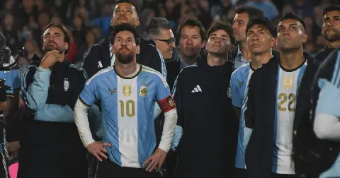 Messi during the match between the national teams of Argentina and Benin on October 6, 2026, in Buenos Aires, Argentina. The match will be the last time Leo Messi wears the Albiceleste jersey after announcing his retirement from international soccer.