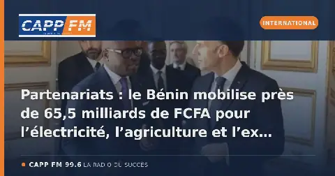 Illustration de l’article : Partenariats : le Bénin mobilise près de 65,5 milliards de FCFA pour l’électricité, l’agriculture et l’expertise médico-légale