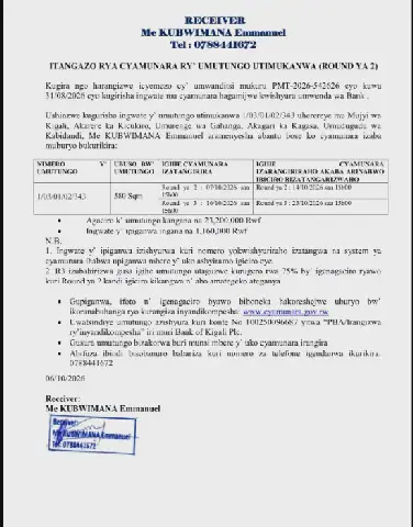 Rwandan Authorities Announce Auction of Immovable Property