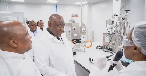 President Cyril Ramaphosa visits the CSIR's FuturePharma facility. Picture: Supplied