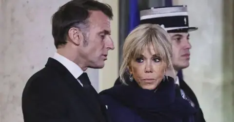 French President Macron Angered by Protest Banner Referencing Wife