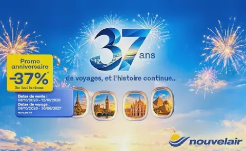 Nouvelair Launches 37th Anniversary Promotion with 37% Discount