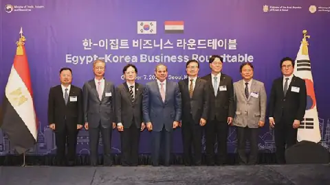 Egyptian President Abdel Fattah El-Sisi Participates in Roundtable with Korean Business Leaders
