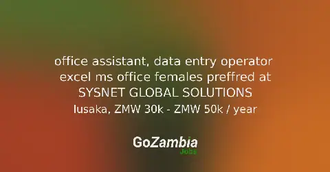 Sysnet Global Solutions Seeks Office Assistant and Data Entry Operator in Lusaka