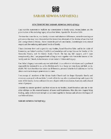 Adwoa Safo endorses Akofena as Kristo Asafo Church leader