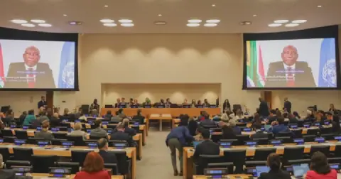 President Cyril Ramaphosa calls for UN backing for an international panel on inequality in a pre-recorded message at a high-level event on the margins of the 81st UN General Assembly in New York. Picture: South African Government News Service