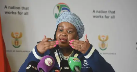 Justice minister Mmamoloko Kubayi briefed the media on the government's migration management. Picture: Freddy Mavunda/Business Day