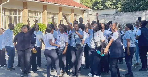 Lilitha nursing college students locked the campus gates on Thursday morning demanding preventing the staff and other students from accessing the campus.