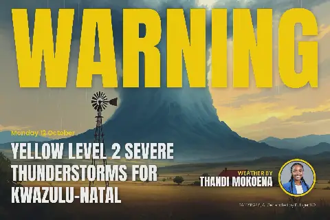 South African Weather Service Issues Yellow Level 2 Warning for KwaZulu-Natal