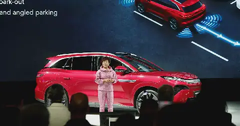 A BYD car being launched at this week’s Paris Motor Show. Picture: Reuters