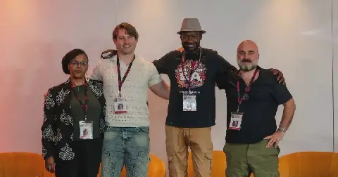 Panelists Isabelle Rorke, Nick Cloete, Rashid Juma and Mocke Jansen van Veuren at the Durban FilmMart Animation presentation. Picture: Supplied