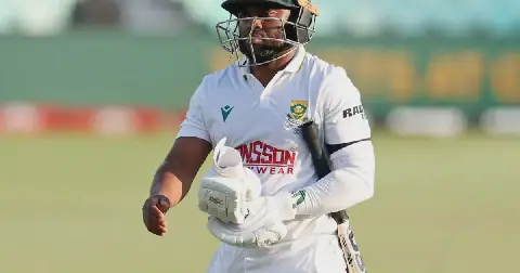 Proteas captain Temba Bavuma walks back to the pavilion after losing his wicket against Australia on day four of the first Test at Kingsmead in Durban on Monday. Picture: Muzi Ntombela/BackpagePix