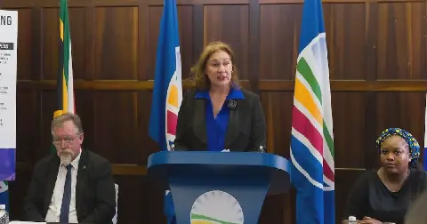 DA MP Wendy Alexander addressing media briefing. Photo: Tara Roos/Business Day