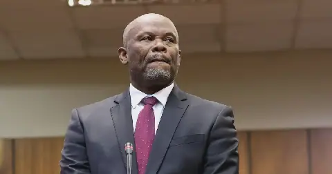 Suspended deputy national police commissioner Lt-Gen Shadrack Sibiya during his bail hearing at Randburg magistrate's court, where he faces five charges, including rape, sexual grooming and trafficking. Picture: Antonio Muchave