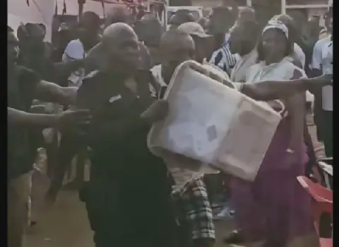 Police Officer Flees Mob With Ballot Box at Odododiodioo NDC Polls