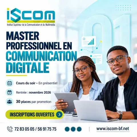 Rentrée académique 2026-2027 : Les inscriptions sont ouvertes à l’Institut Supérieur de la Communication et du Multimédia (ISCOM)