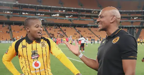 Kaizer Chiefs' player of the match Wandile Duba with club sporting director Kaizer Motaung Junior after their Carling Knockout Cup last 16 win against TS Galaxy at FNB Stadium on Tuesday night. Picture: Muzi Ntombela/BackpagePix