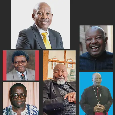Pax College in Mashashane Alumni: Top: Lesetja Kganyago, Governor of the South African Reserve Bank. Left centre: Father Smangaliso Mkhatshwa. Left bottom: Michael Kitso Dingake. Bottom centre: Fanyana Mazibuko. Right centre: Mosiuoa Lekota. Right bottom: Bishop Jeremiah Madimetja Masela of Polokwane