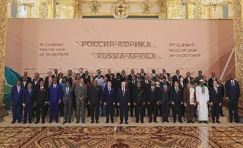 Russian President Vladimir Putin participates in a joint photo session of the participants of the III "Russia-Africa" Summit in October 29, 2026.